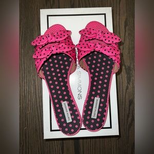 Size 40 - Tabitha Simmons Pink Cleo Polka dots bow slippers